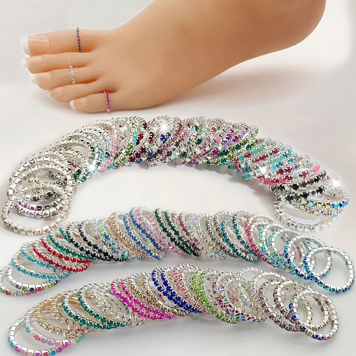 10 20pcs sparkling   elastic womens toe rings random colors