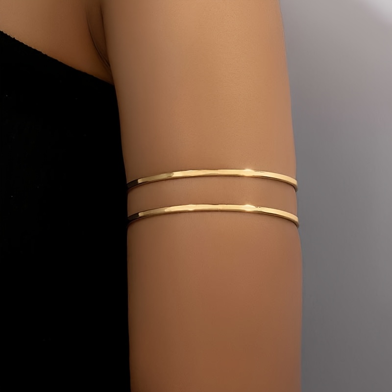 Image of 1pc High-quality Geometric Ring Bracelet Women's Niche Arm Bracelet, Women's Bracelet, Armband, Suitable For Daily, Wedding, Prom, Holiday Gifting Use