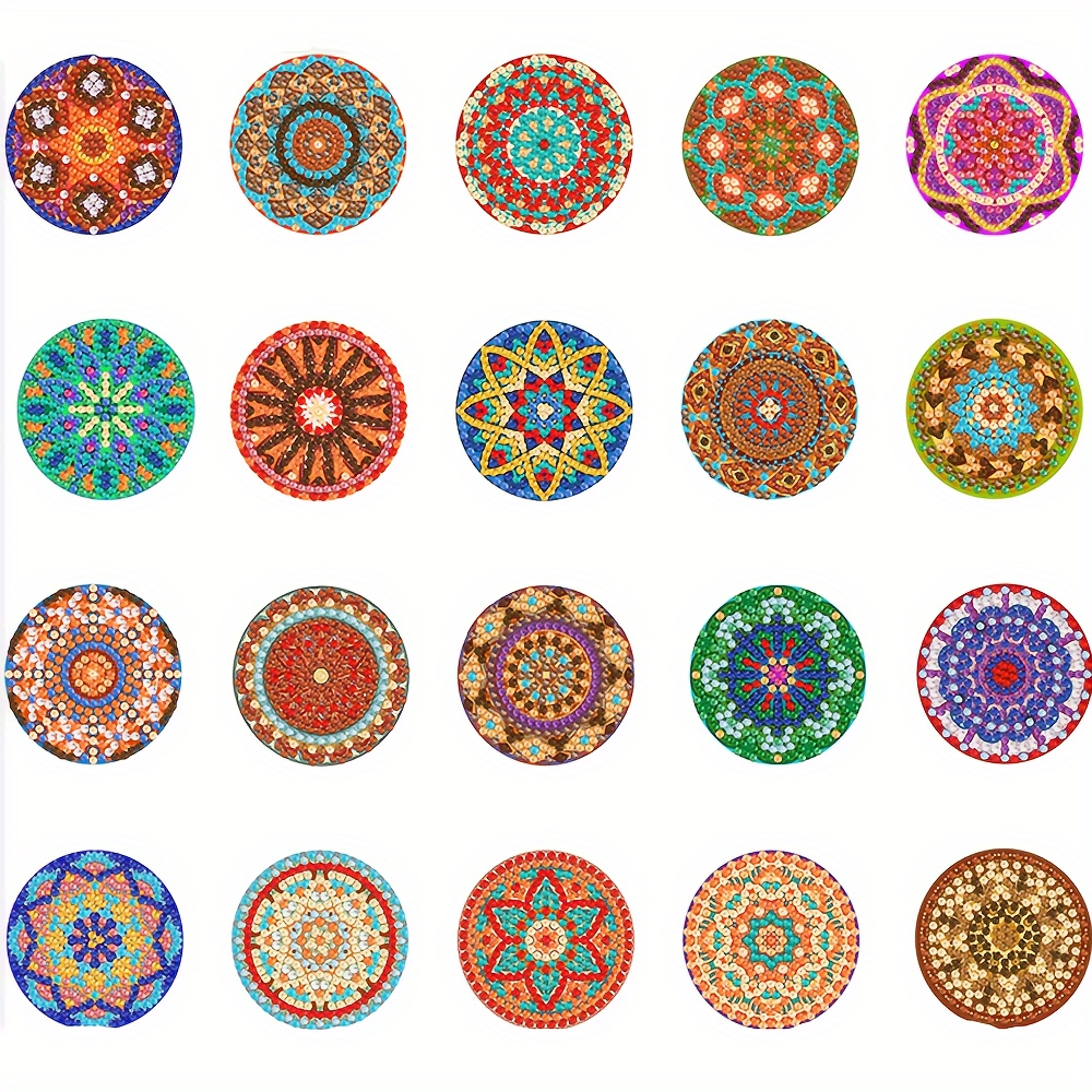 Image of 20pcs/set Mandala Refrigerator Diamond Painting Magnets Boho Diamond Painting Kits Fridge Magnets Kits Diamond Painting Stickers For Adults Home Decor