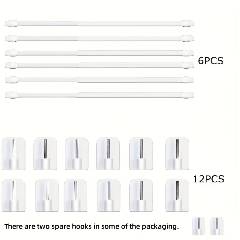 Image of Banjili - 6 X Extendable Curtain Rod, No Drilling, Adjustable Curtain Rod For Pvc Window For Adhesive Curtain Rod (6pcs-40-70cm)