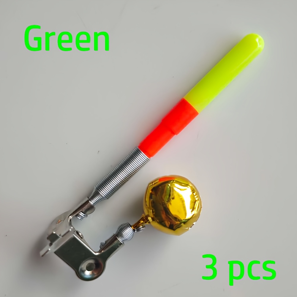 TEMU Juego de 3 indicadores de pesca nocturna de de sonido y luz, equipados con clips de metal resistentes y duraderos, con luz indicadora de