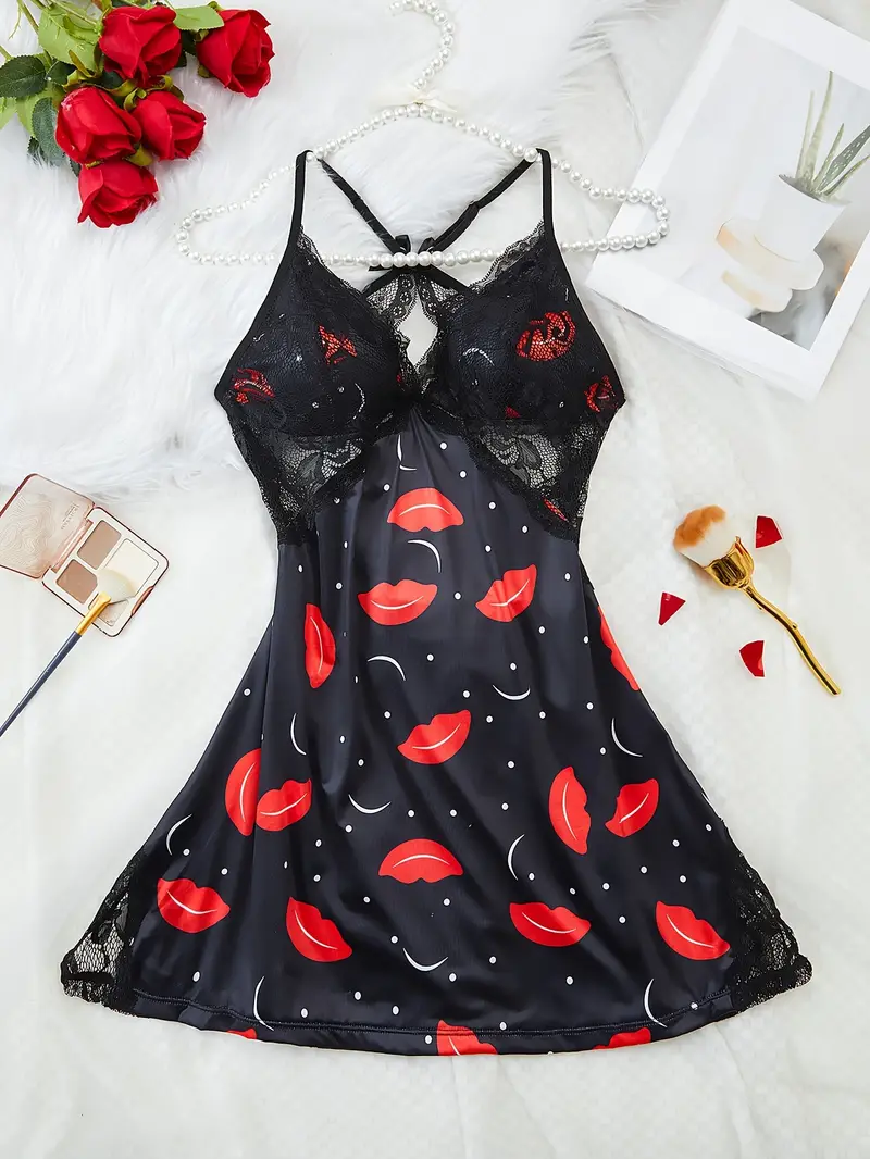womens lingerie dress plus size red lip polka dot - Temu womens lingerie dress plus size red lip polka dot - Temu