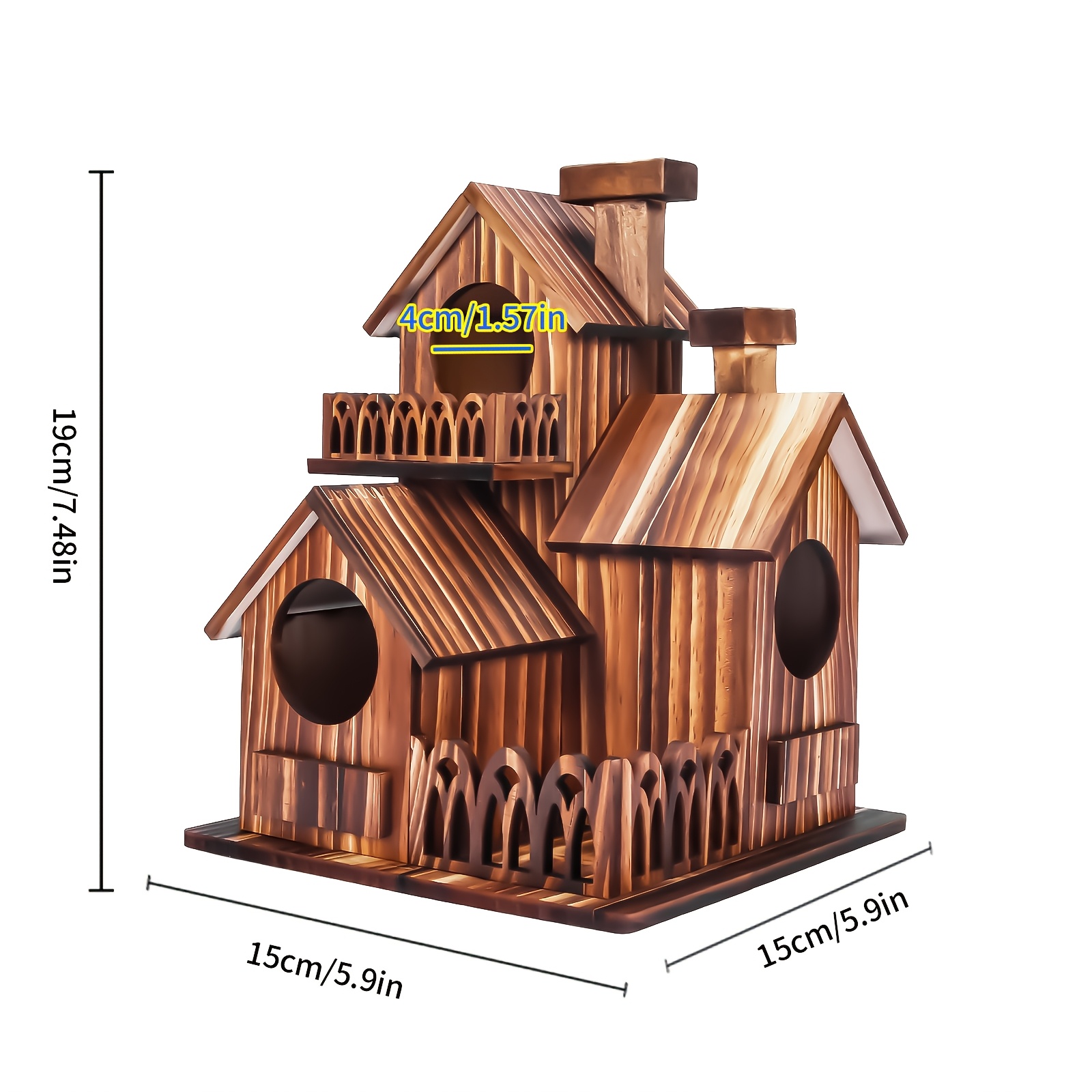 New Birdhouse, With 1 Balcony, 1 Fence, 2 , Enlarged And Widened Size, Hanging Bird Feeder And Protection – Weatherproof, Easy To Assemble, High-quality Wooden Splicing Board, High-quality Material