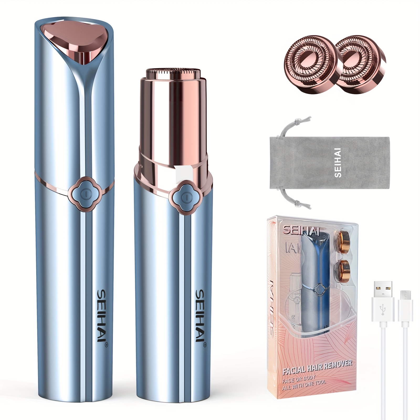 TEMU Seihai 2025 Hair Removal Gadget, Women's Facial , Rechargeable Hair Removal For Women, Facial Hair Remover For , Upper Lip, And Chin, Comes With
