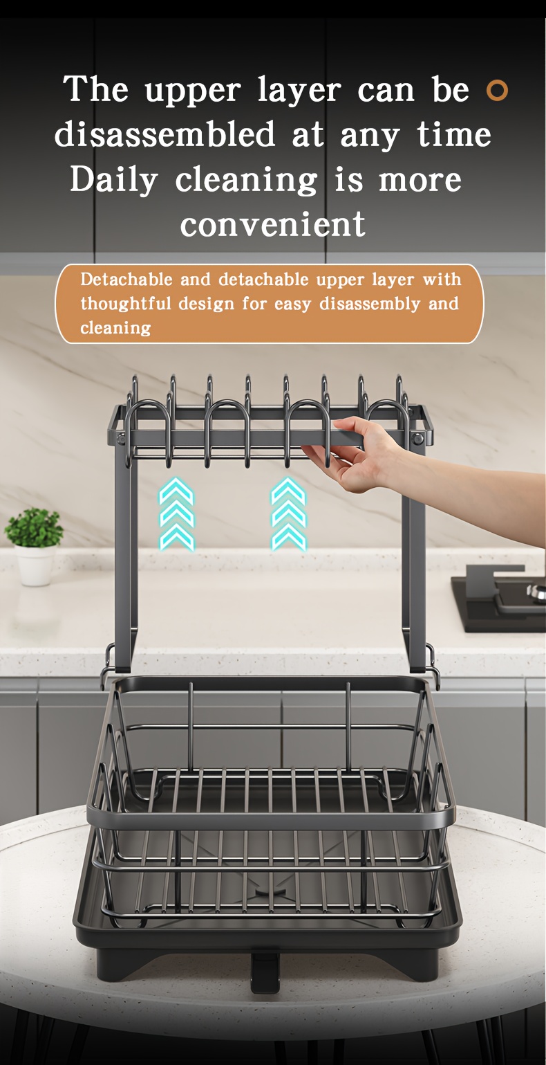 Double Tier Large Metal And Carbon Steel Cutlery Rack for Kitchen Countertop, Space Saving And Durable, with Knife, Fork And Cup Holders And Draining Board, Rustproof Large Two Tier Metal Cutlery Rack, Make The Kitchen More Concise And Organized. 24 Double Tier Large Metal And Carbon Steel Cutlery Rack for Kitchen Countertop, Space Saving And Durable, with Knife, Fork And Cup Holders And Draining Board, Rustproof Large Two Tier Metal Cutlery Rack, Make The Kitchen More Concise And Organized.
