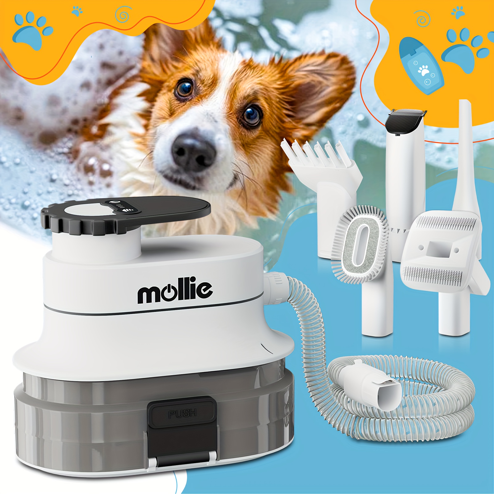 TEMU Monibloom Dog Grooming Kit With Vacuum And Blow Dryer, Featuring A 300w Pet Grooming Vacuum, 6 Grooming Tools, Trimmer, Guide Combs For Dogs, Cats And Other Animals