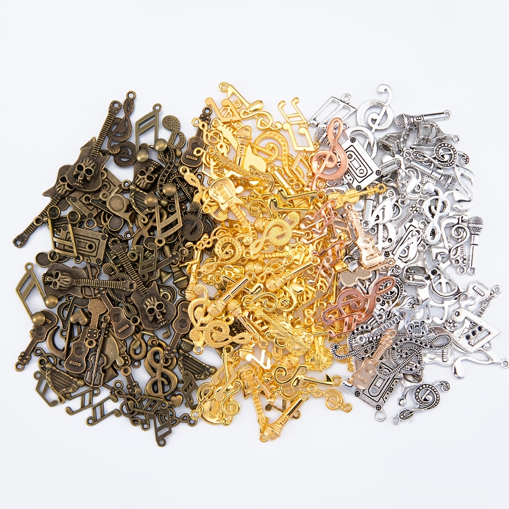 TEMU 50 Grams Multi-style Mixed Charms Note/guitar/piano Shaped Golden Pendants For Jewelry Making Keychain, Bracelet Necklace Charms