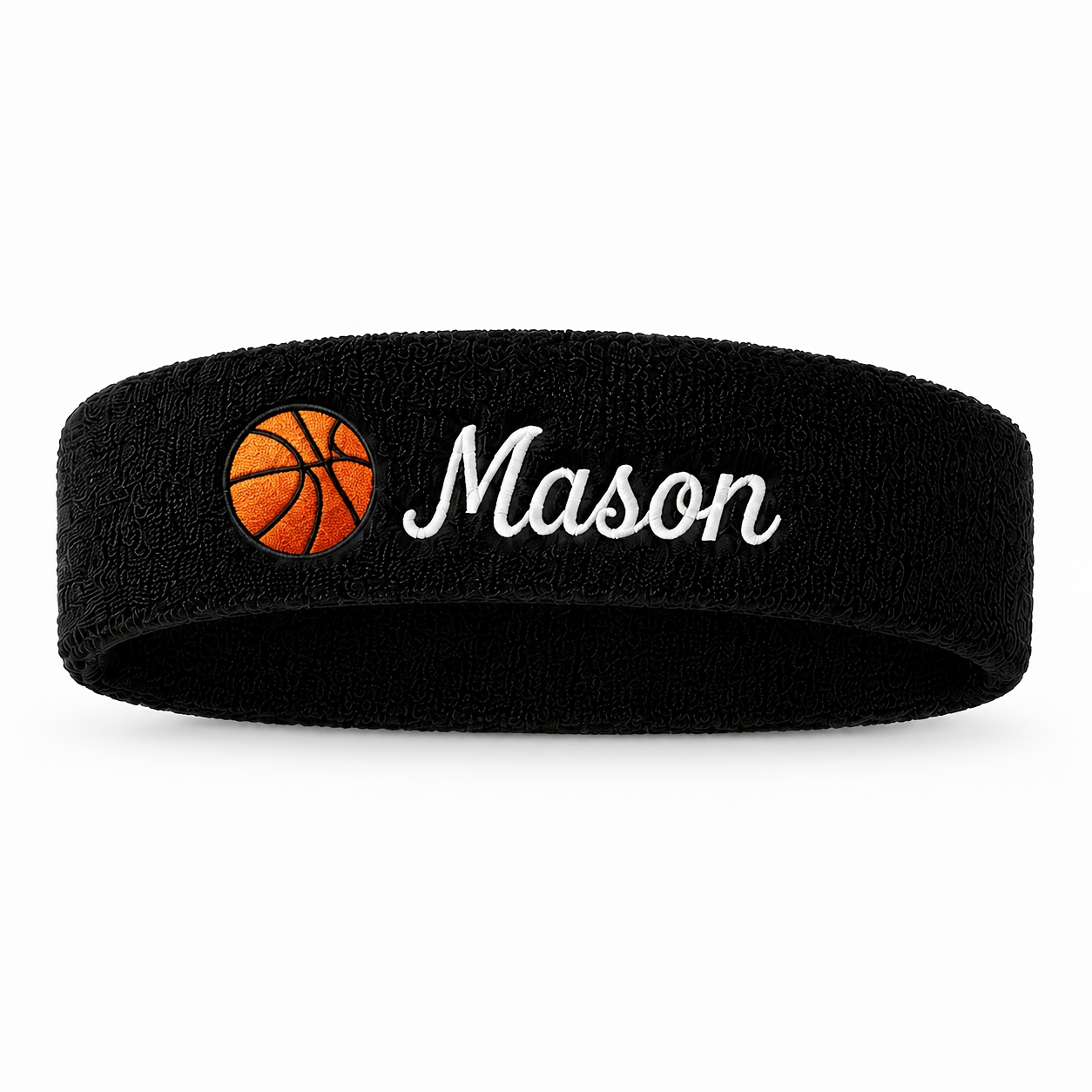 TEMU 1pc Custom Embroidered Name/text Basketball Headband - Personalized Terry Cloth Sweatband Suitable For,, Teens & Adults, Soft Stretchy