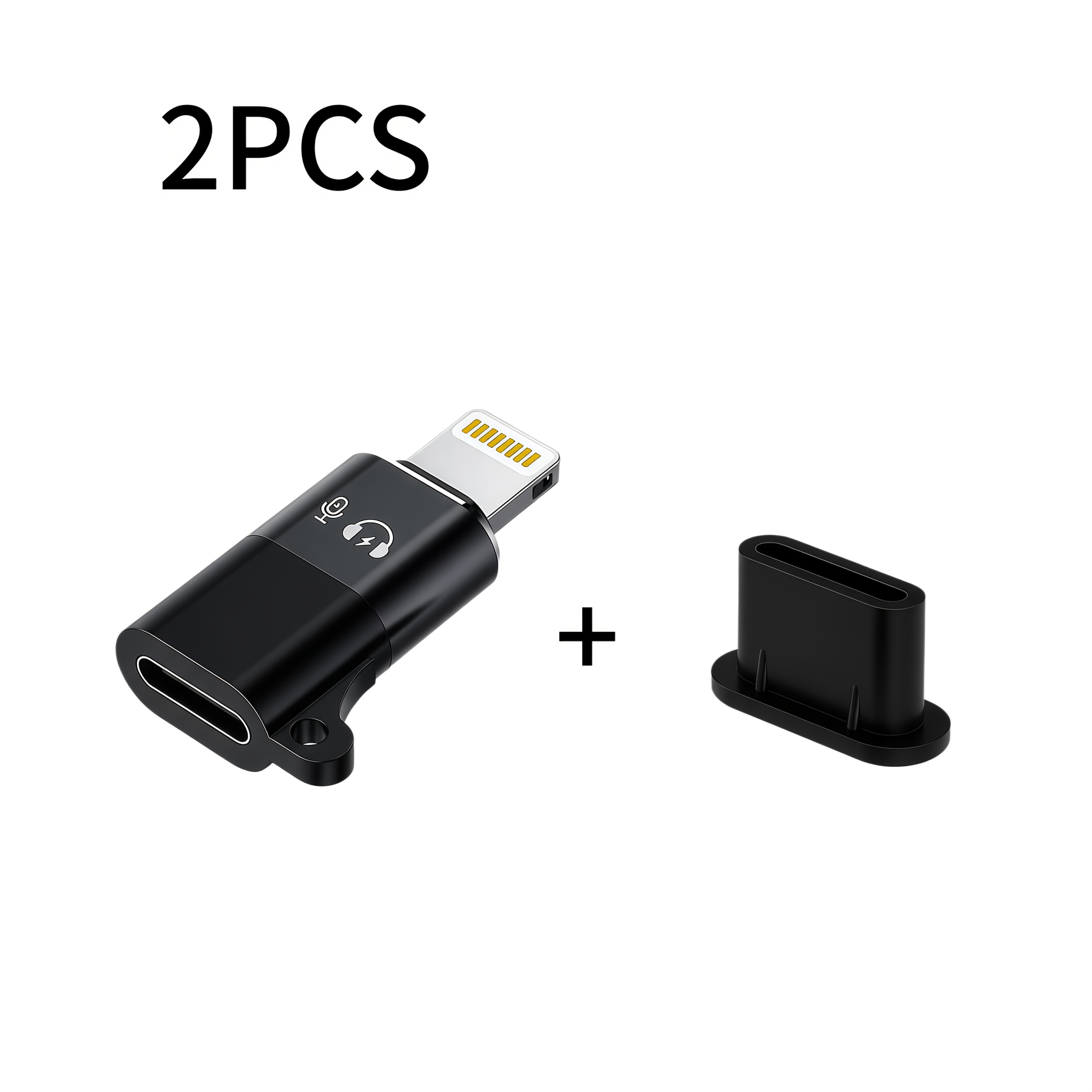 TEMU 2pcs Otg   Dust Plug Lightning To Type-c Otg Adapter With Dust Plug, Prevents Dust When , Charging And Audio Adapter