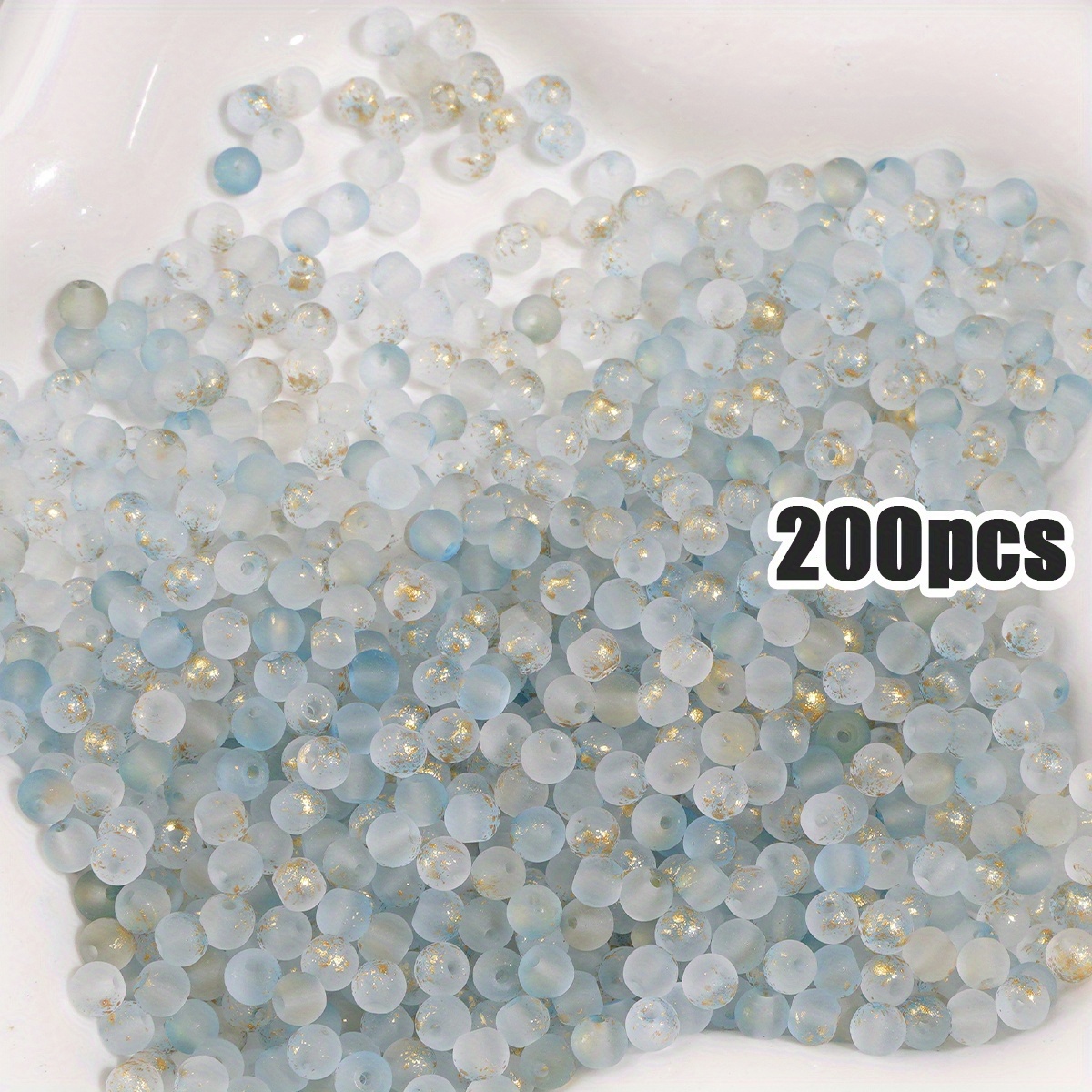 TEMU 200pcs Colorful High-quality 4mm Random Color Mixing Glass Seed Beads - Round Beads With Golden Accents , Elegant Jewelry Making Products