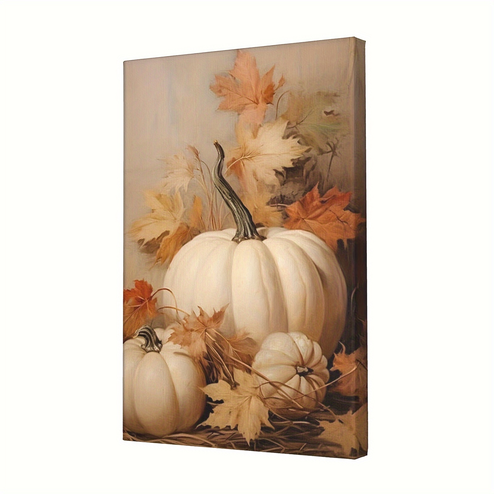 

Charming Autumn Pumpkin Canvas Art - Frameless 12x18" Wall Decor For Kitchen, Bedroom, Living Room - Rustic Fall Print Pumpkin Decor Fall Home Decor