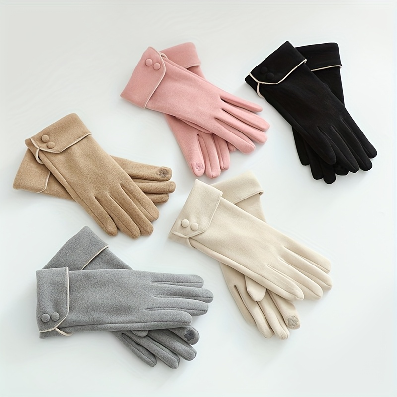 

1pc Of Warm Gloves For Girls In Winter, With Extra Velvet, Windproof And Coldproof, Elegant And Touch-screen Compatible, For Riding And Driving, Finger Separated Gloves For Hands