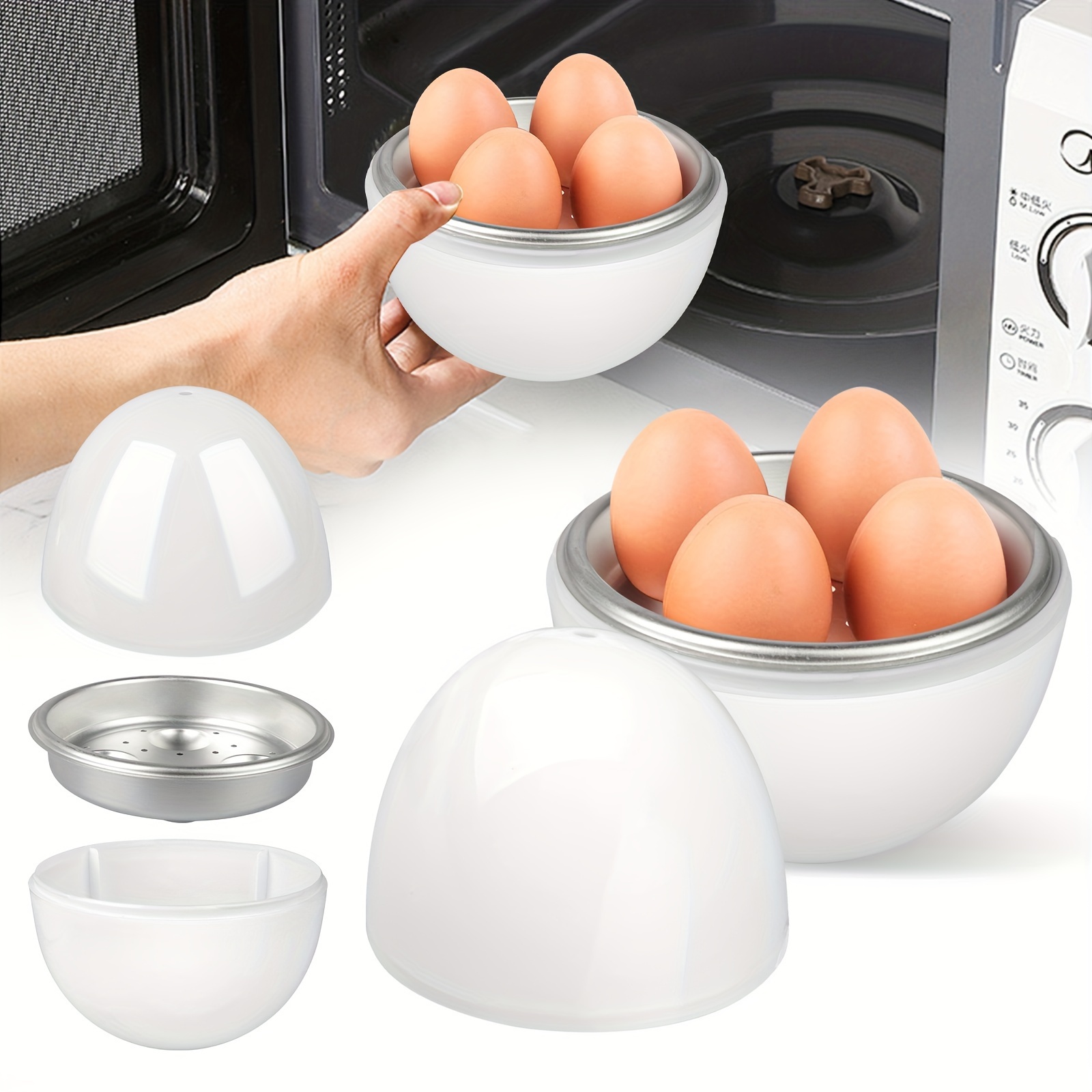 

Wireless Microwave Egg Maker, Egg Boiler, Healthy Breakfast Cooking Utensil, Microwave Egg Steamer 4 Eggs Capacity For Home Kitchen Breakfast