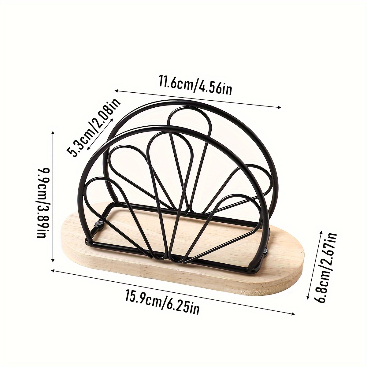 E-shop minimalistischer Serviettenhalter mit Holzfuß aus Eisen, vertikaler Serviettenspender aus Metall, dekoratives Schreibtischaccessoire, geeignet