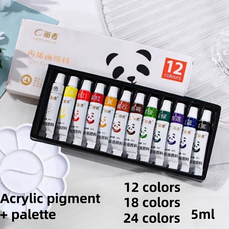 

12/18/24 Colors Professional Acrylic Paint Set With Palette - 5ml Tubes, Resistant, For Artists, Students & Diy Crafts, Wood & Plastic Surface Compatible