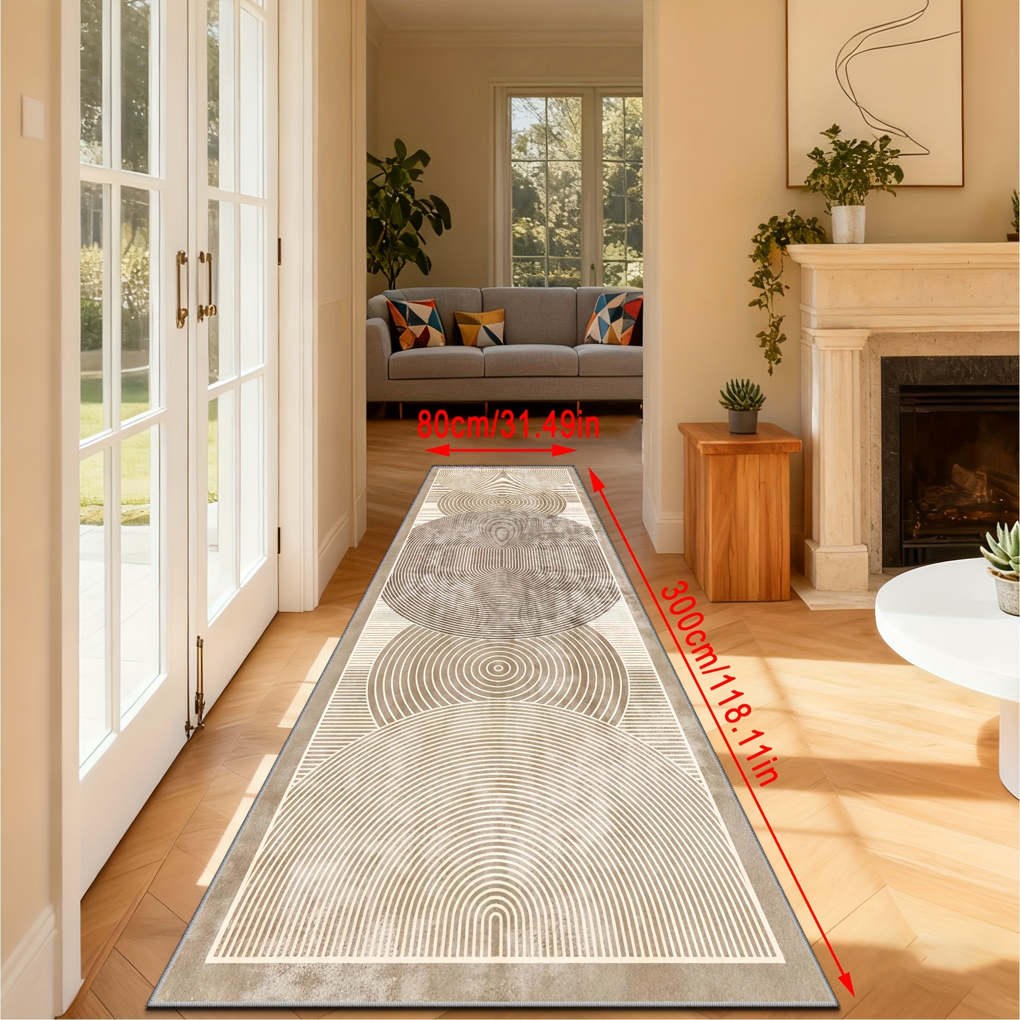 TEMU [golden Diamond Velvet] 1pc Modern Minimalist Style Geometric Line Pattern Long Carpet For Study And , Non-shedding Café Mat, Precision Edging