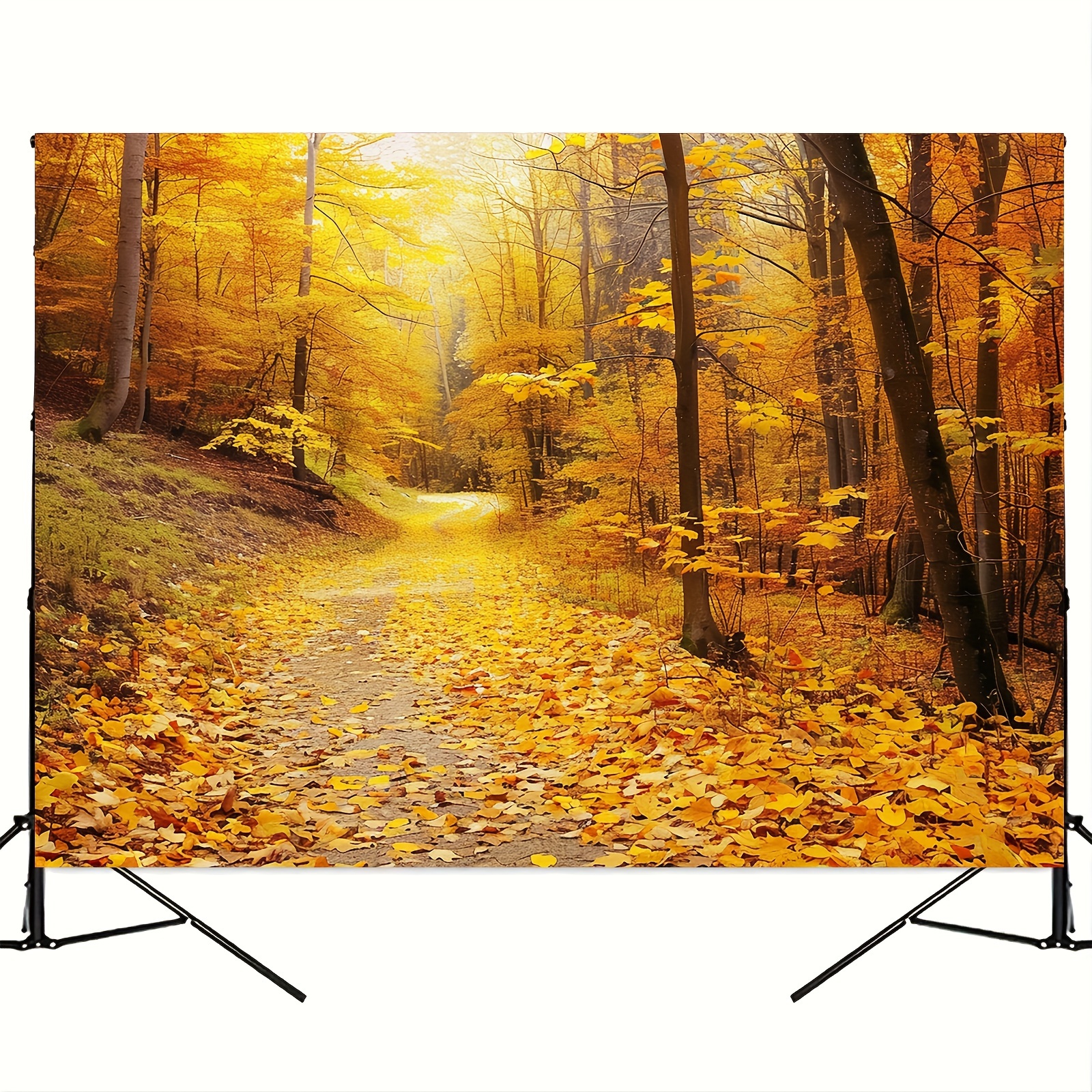 2D Autumnal Forest Photo Backdrop for Thanksgiving Decorations