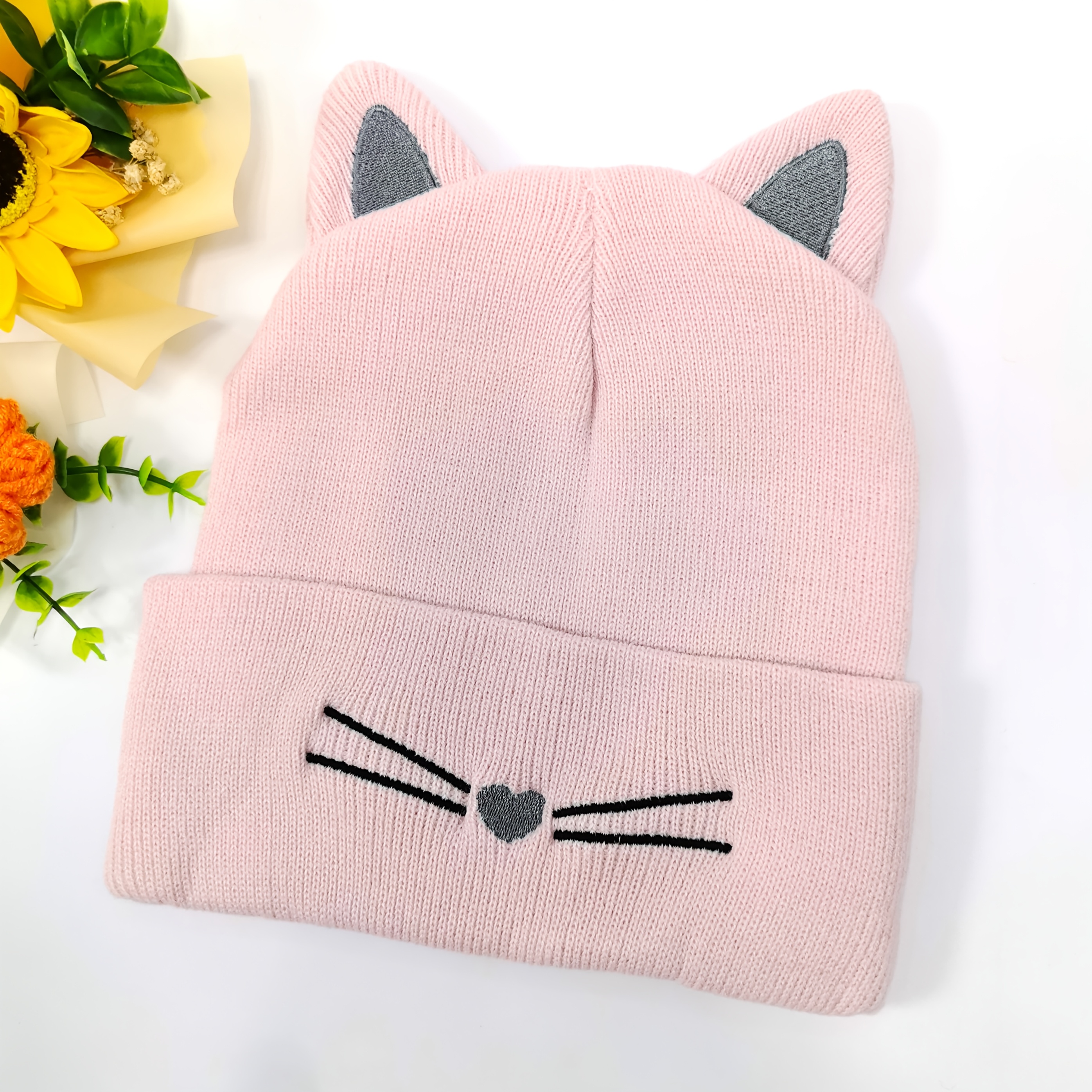 autumn winter cute cat embroidery hat womens outdoor warm - Temu display picture 2