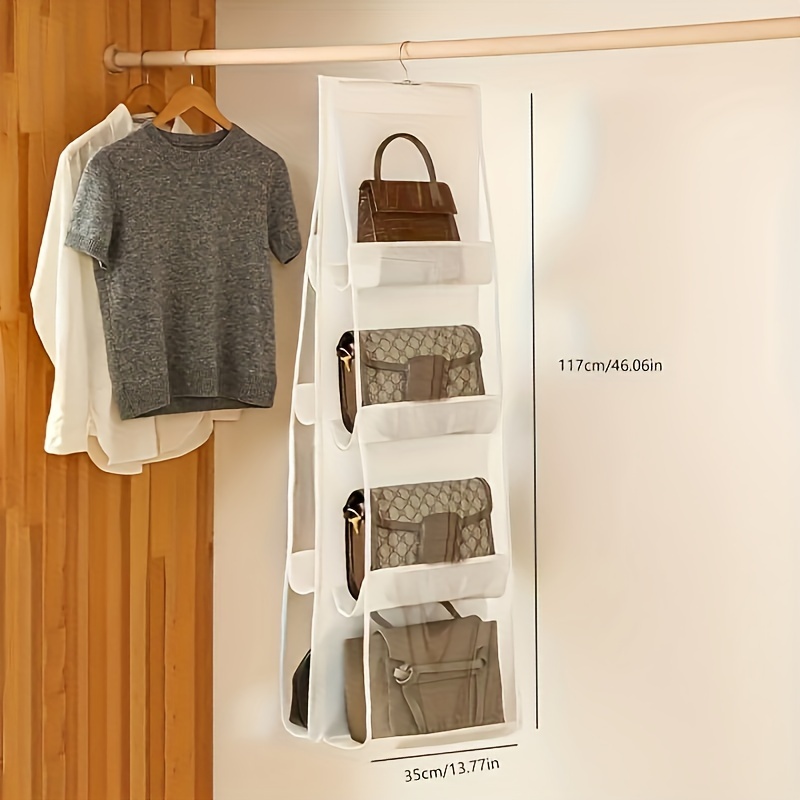 

6/8 Pocket Hanging Organizer, Closet Storage Space Saver Organizer Sorting Shoulder Bag Handbag Purse Etc