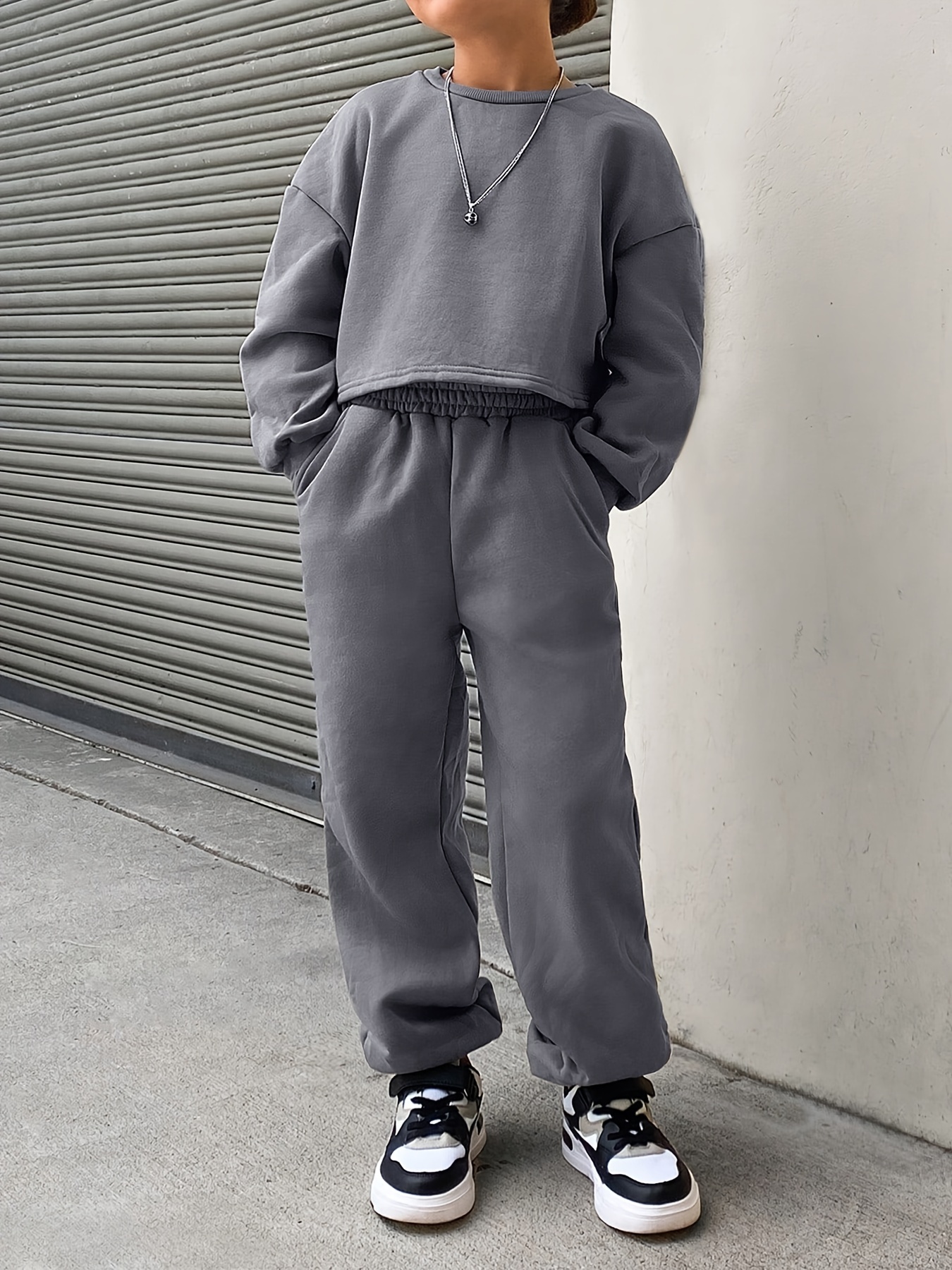 Girls' Casual Fleece Pants Set for Fall and Winter