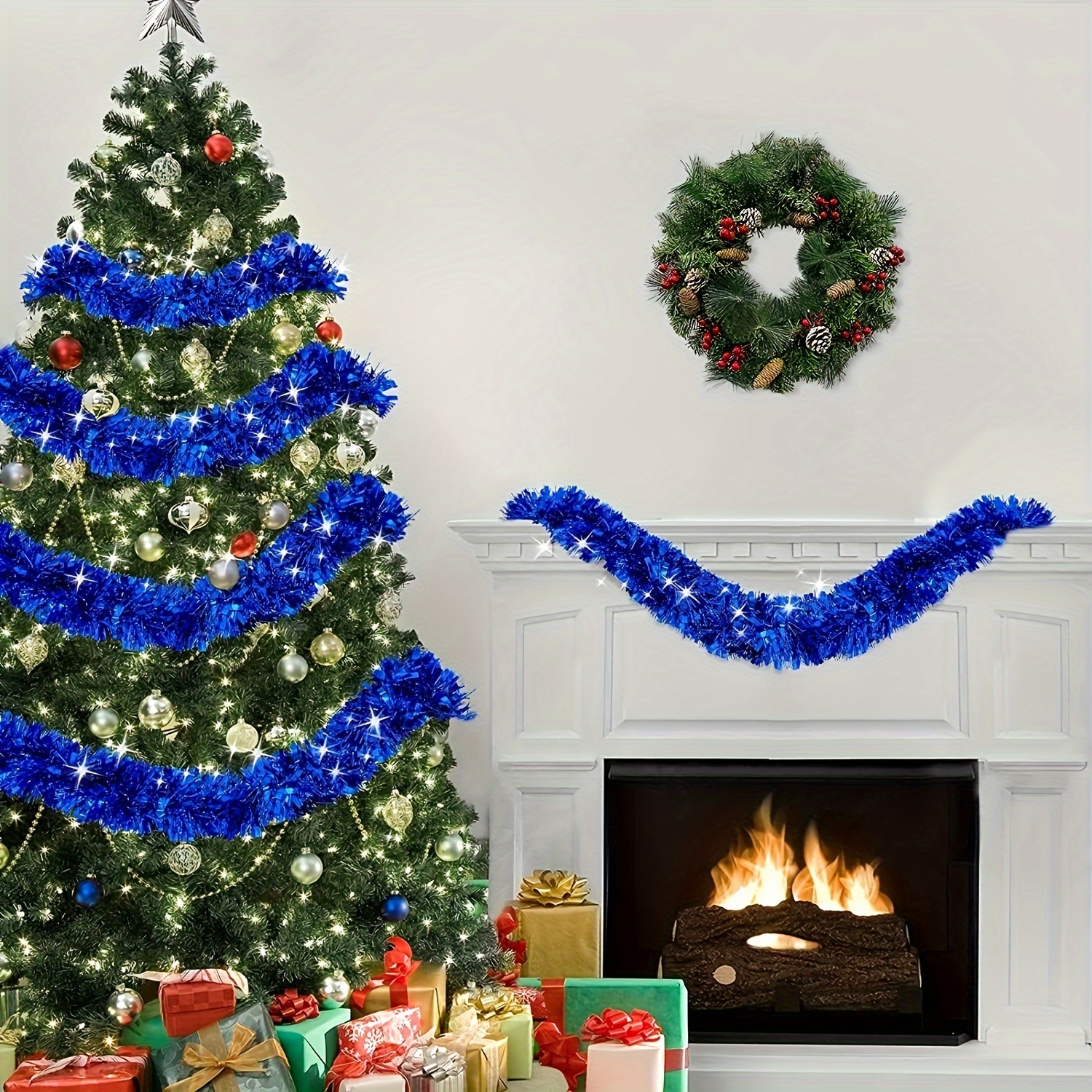 Set Of 4, 28 Feet Of Metal Garland For Christmas Tree Decorations, Featuring A Sturdy Metal Ribbon, Perfect For Holiday Decor For Indoor And Outdoor Parties