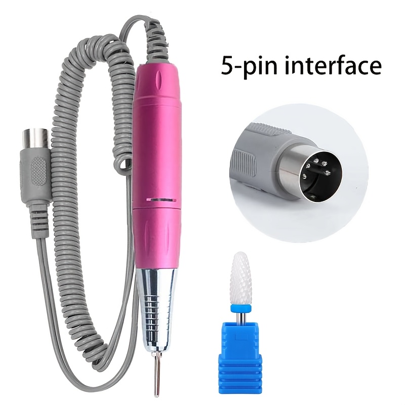 TEMU Mango de repuesto para máquina de uñas de 5 con cuerpo de metal, mango profesional para taladro eléctrico de uñas de 35000 RPM, pieza de para