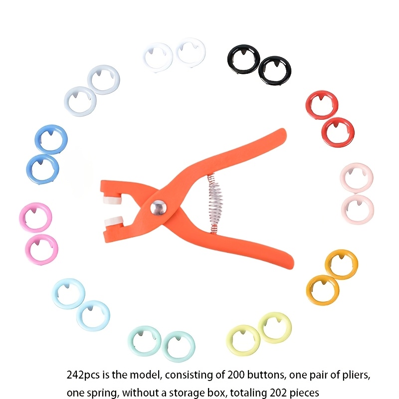 TEMU Juego de 242 broches a presión coloridos con pinzas - para manualidades, ropa, sombreros y bolsos - Suministros de costura de metal duradero,