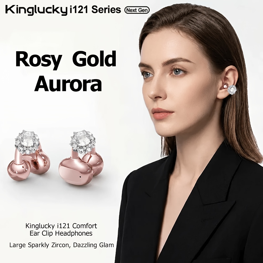 TEMU Kinglucky Nouveaux Écouteurs Boucles d'Oreilles, Casque Clip-on Fil, avec Accessoires de Boucles d'Oreilles Détachables, BT 5.4, Son EQ,