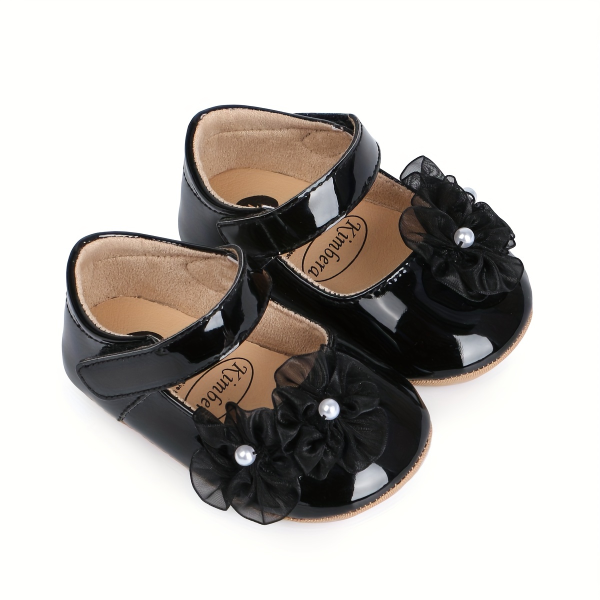 Baby Girls Soft Princess Dress Flats Shoes Infant Wedding Pearl Flower Decoration Mary Jane First Walker Newborn Shoe Baptism Shoes