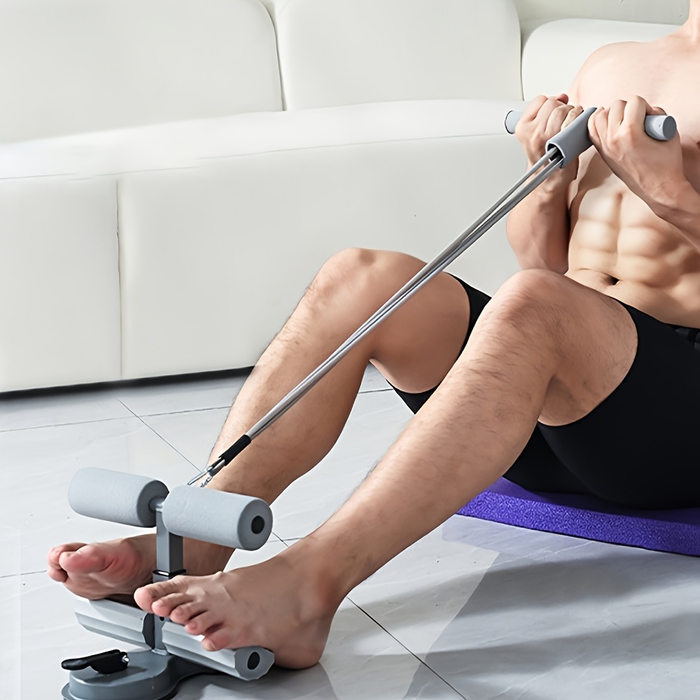 带有 2 个强力吸盘和可调式脚架的便携式仰卧起坐杆 - 用于腹肌、核心、手臂、腿部训练的张力绳健身器材 - 女性/男性的家庭健身房健身装备，防滑设计，小巧运动工具 商品详情 4
