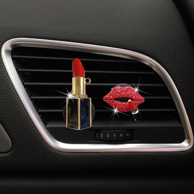 

Car Air Conditioner Outlet Decorative Aromatherapy Tablets Car Perfume Clip Lips Lipstick Diamond Mouth Cute Fashion Fragrance Air Freshener Clip Girl