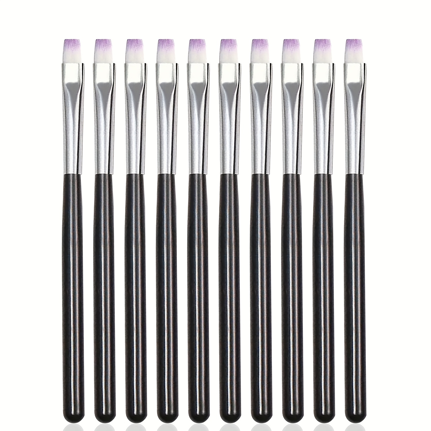 Image of 10pcs Nail Brush Pen With A Comfortable Handle And Flat Bristles, Ideal For Nail Art And Painting, Perfect For Salon Designs Nail Brush