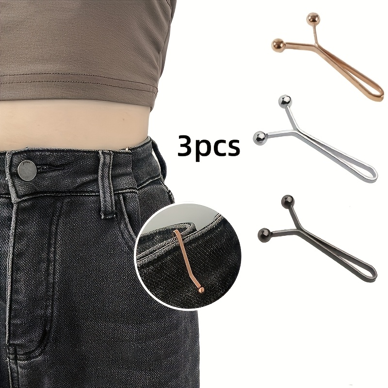 TEMU 3pcs Adjustable Sewn Waist Clip - Multi-functional Metal Clip For Tightening Belts, Pants, Scarves And More - , Durable And Fashionable Design,