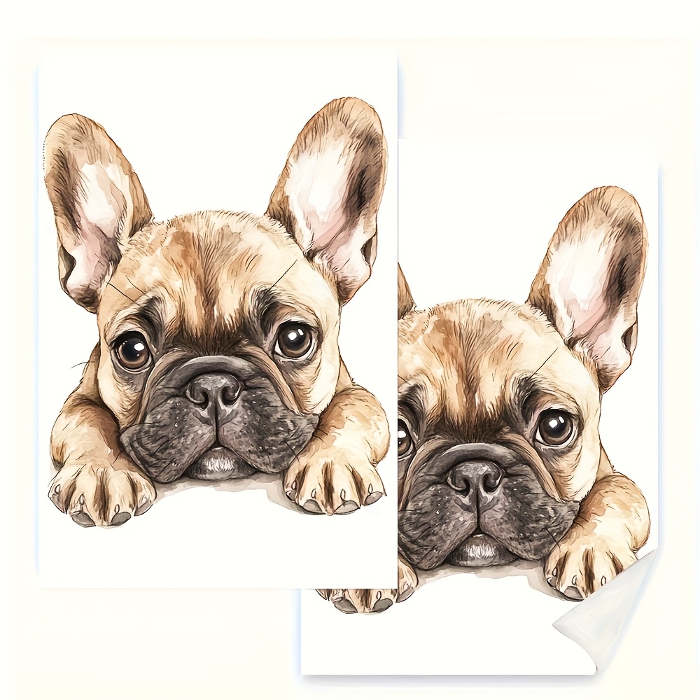 Image of 2pcs Set French Bulldog Kitchen Towels - , 40.64 X 60.96 Cm, Fade-resistant Polyester, Ideal For Cooking, Baking, And Housewarming Gifts