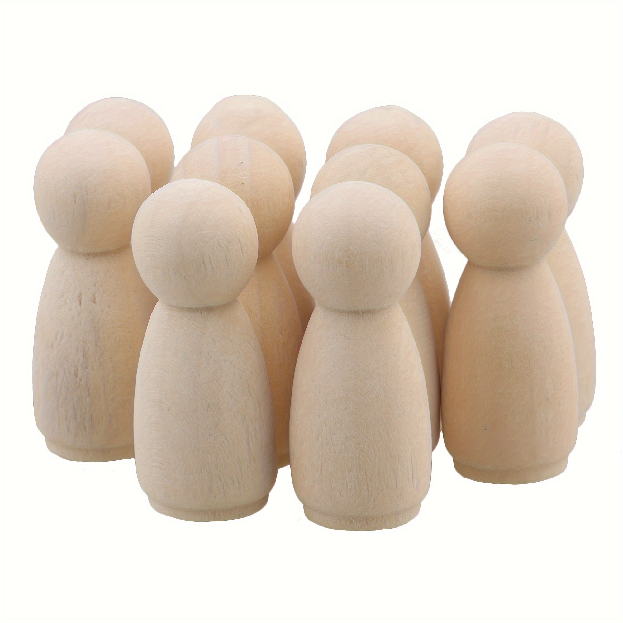 

10pcs Wooden Graffiti Women's Small Figure 35mm*14mm Log Color