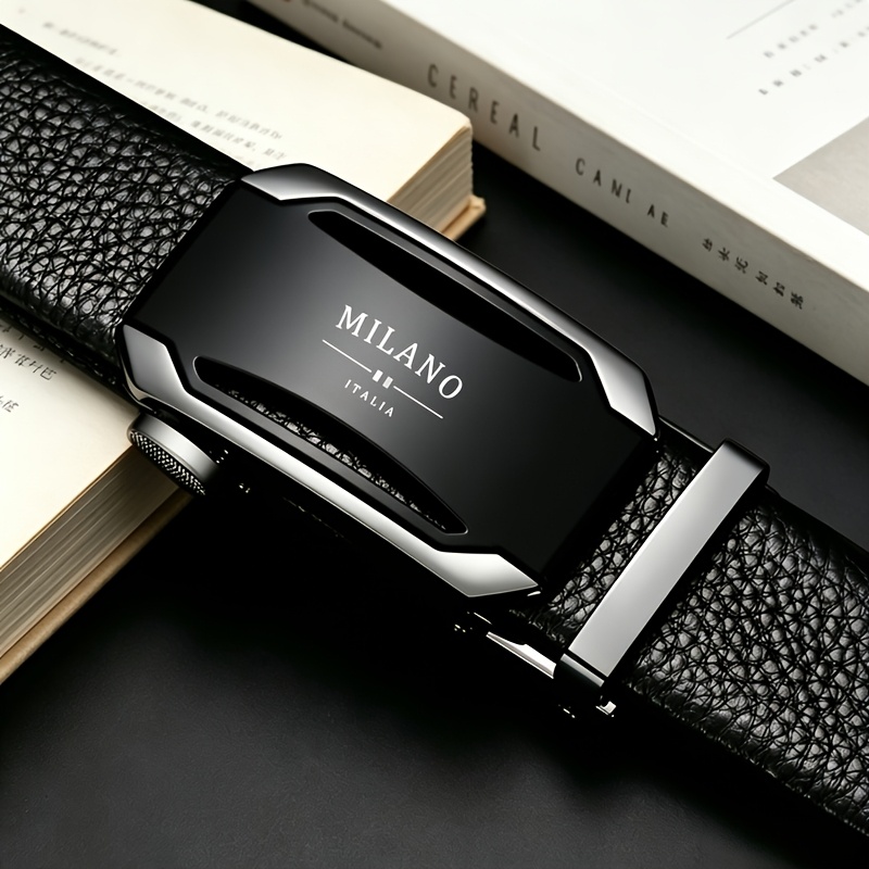 TEMU Men's Minimalist Style Belt Features A Smooth Automatic For Effortless Wear, Providing And Stability. It Pairs Well With Dress Pants, Jeans, And