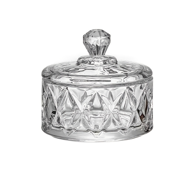 TEMU Glass Candy Dish With Lid, Transparent Decorative Candy Bowl, Crystal-lid Candy Jar/cookie Storage Container, Suitable For Food Storage And