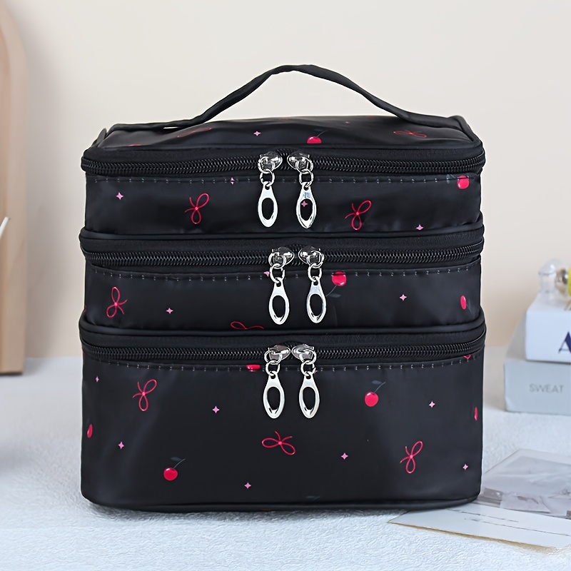 Image of Makeup Bag-large Capacity, Made Of Durable Polyester. Portable Travel Organizer With Handle, Perfect For Toiletries. Ideal For Home, Travel, Dorms And Women' Needs.