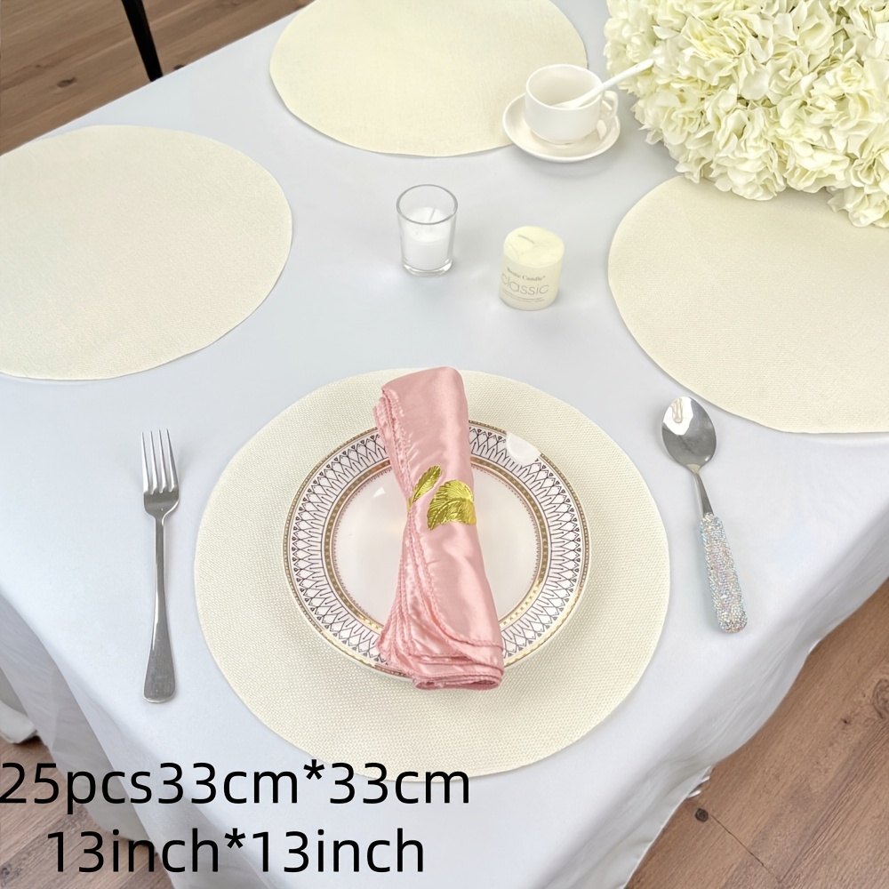 TEMU Nappe en toile de jute décontractée, 5pcs/15pcs/25pcs, 33Cm X 33Cm (13Inch X 13Inch), Nappe ronde réutilisable en toile de jute grossière de