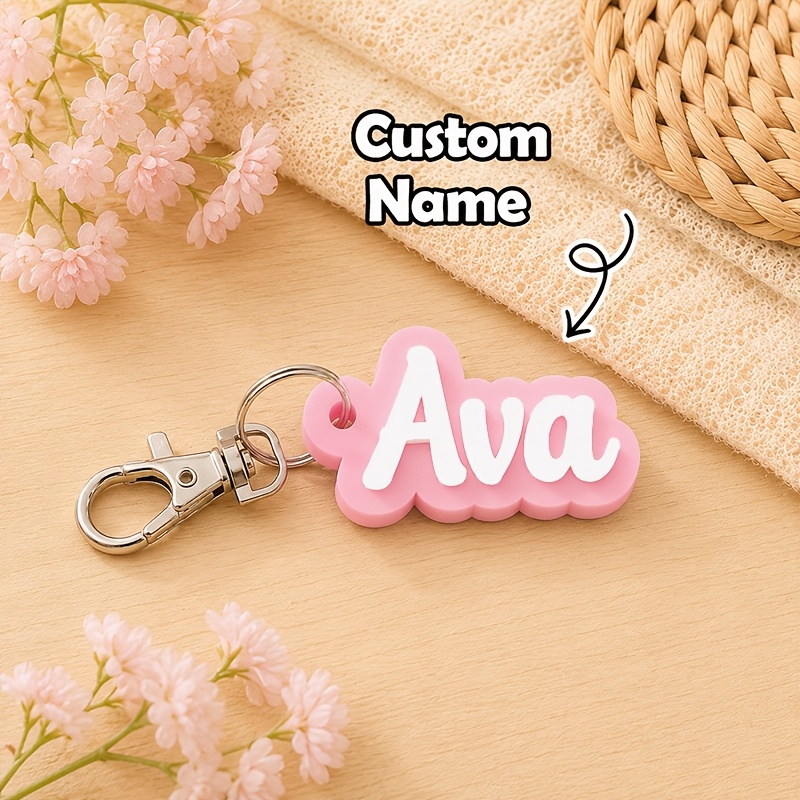 TEMU [customization] 1pc Personalized Name Keychain, Custom Name Back-to-school Backpack Charm, Lunch Box/water Bottle Label, Book Bag Accessory,