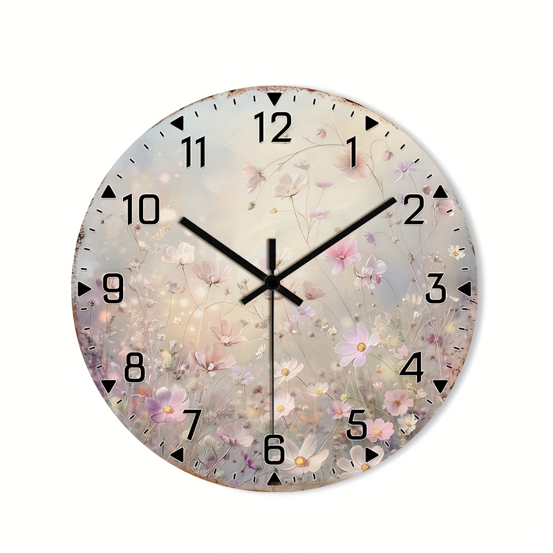 TEMU 1pc Of A Non-ticking Wooden 2d Flat Wall Clock With A Glossy Laminated End Featuring A Design, Suitable For The Kitchen, Bedroom, Living Room, ,