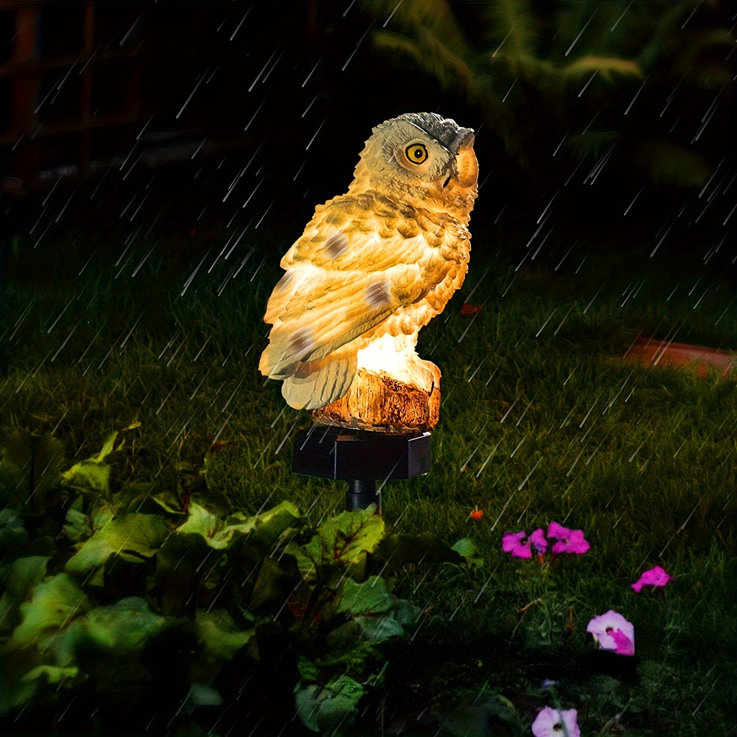 garden solar light resin owl design solar led light with stake waterproof light for flower fence lawn passage walkway courtyard christmas halloween decorations details 2