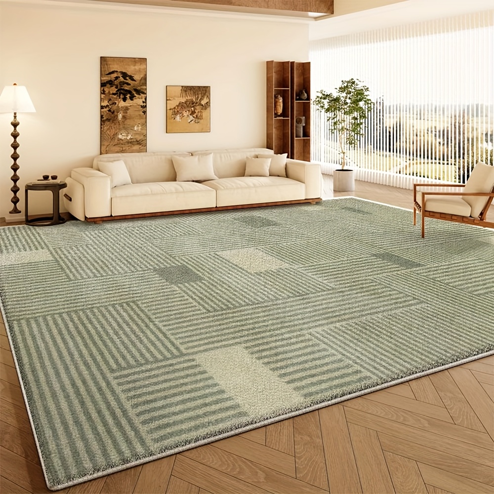 TEMU Velvet Carpet 850g/sqm Machine Washable Design Area Rug Minimalist Geometric Pattern Thickened Super Soft Multi-sizes Bohemian Style Rug For