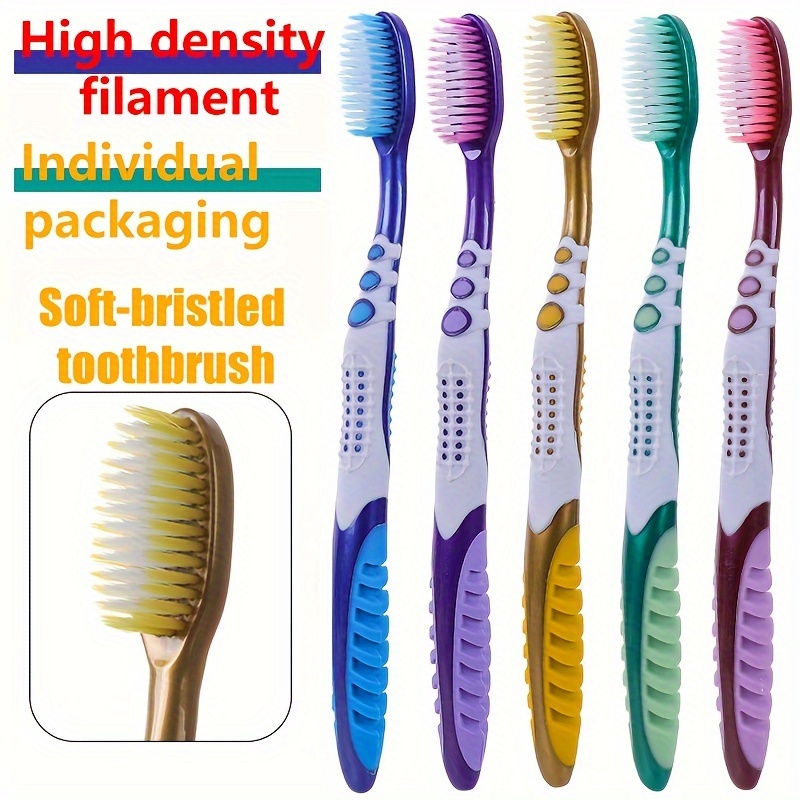 TEMU 5 Pcs Soft Bristle Toothbrushes For Adults, Gentle And Comfortable, Suitable For Men And Women, Fine Fiber Bristles For Deep Cleaning