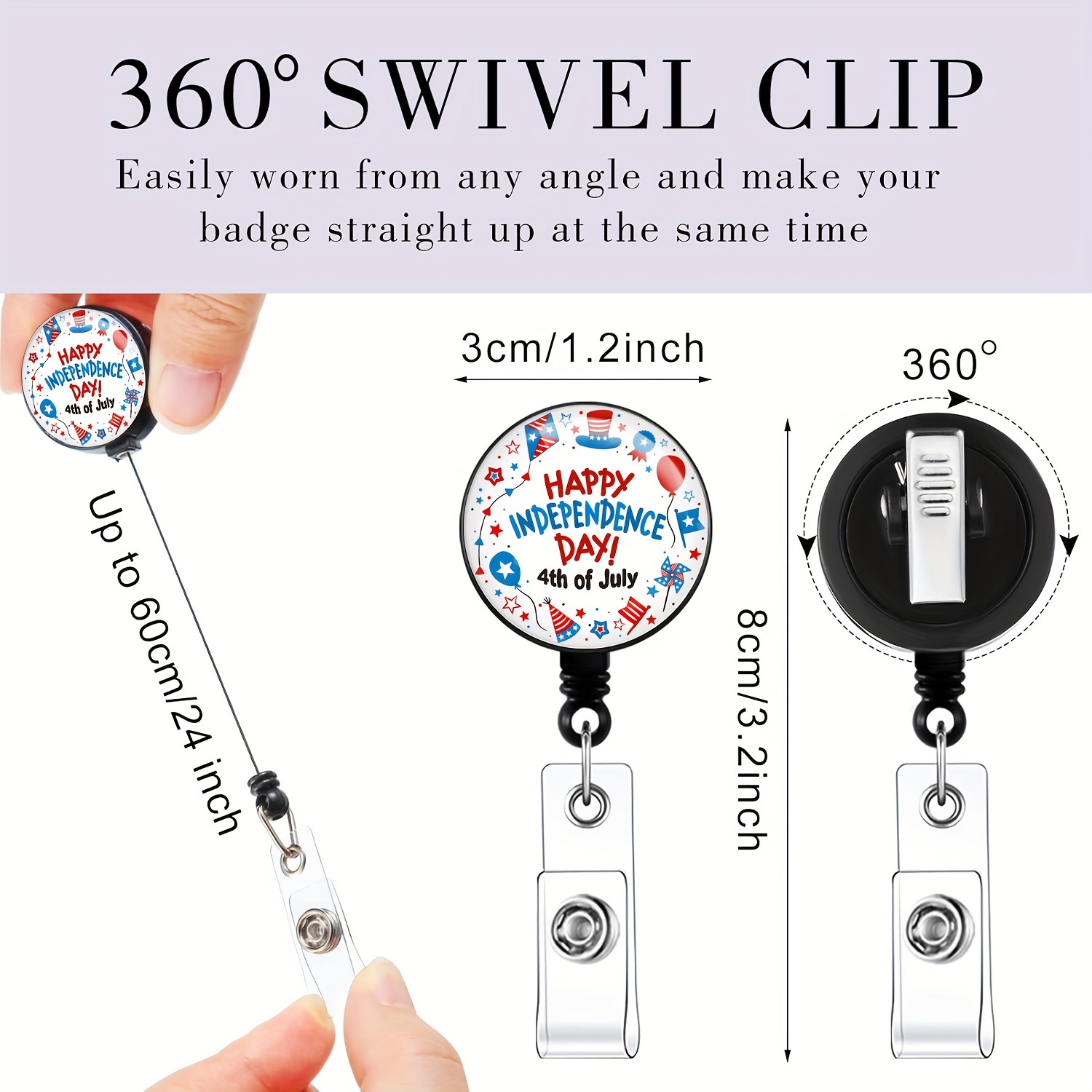 4th July Badge Reel Retractable Alligator Clip Patriotic - Temu