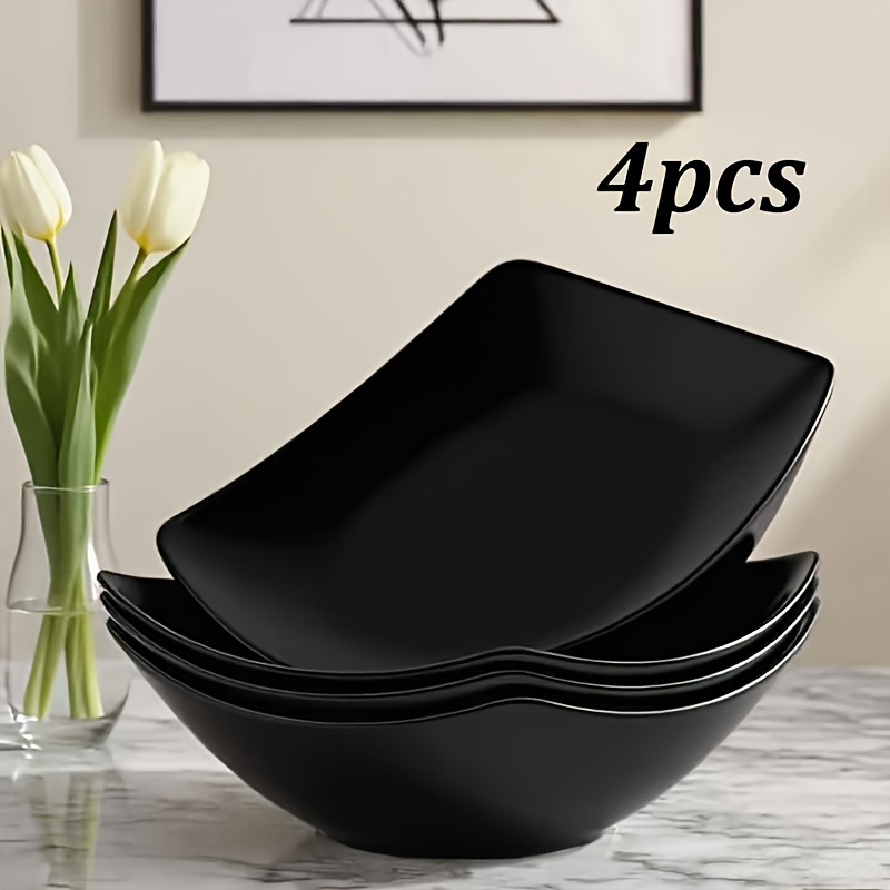 Image of Set Of 4 Plastic Salad Bowls - Perfect For Family Gatherings And Everyday Use. An For Parties, Dining, Or Meal Prep, Featuring A Unique Suitable For Serving , Fruits, And Snacks. Dishwasher Safe
