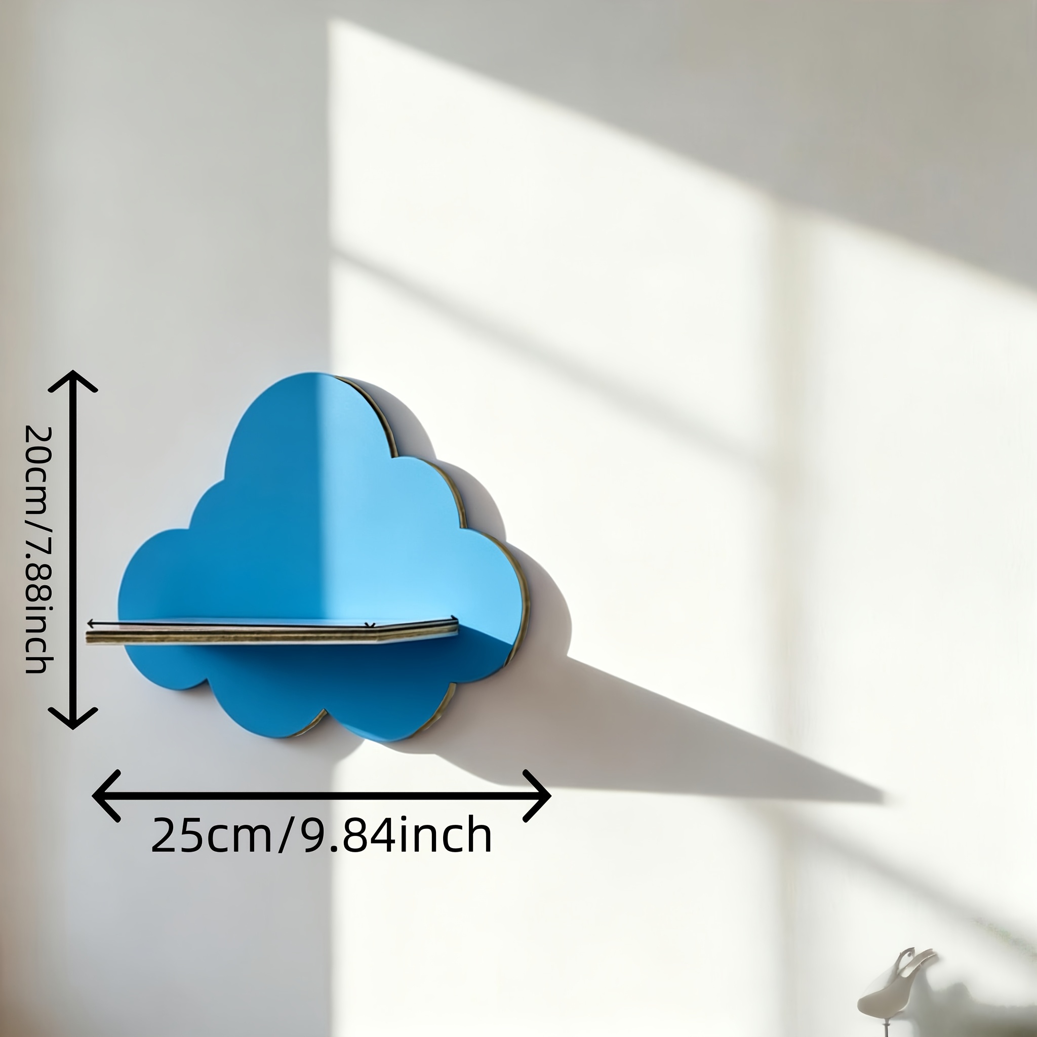 TEMU 2pcs Set Wall-mounted Blue Nordic Style Wooden Shelf Room Storage Rack Study Living Room Decorative Shelf Wall Panel Storage