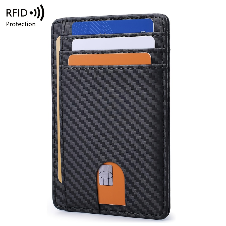 Image of Slim Minimalist Wallet For Men And Women - With Carbon Fiber Texture | Rfid-blocking Credit Card Holder And Coin Pocket | Stylish And Compact - Perfect Gift For Birthdays, Holidays, And Daily Use