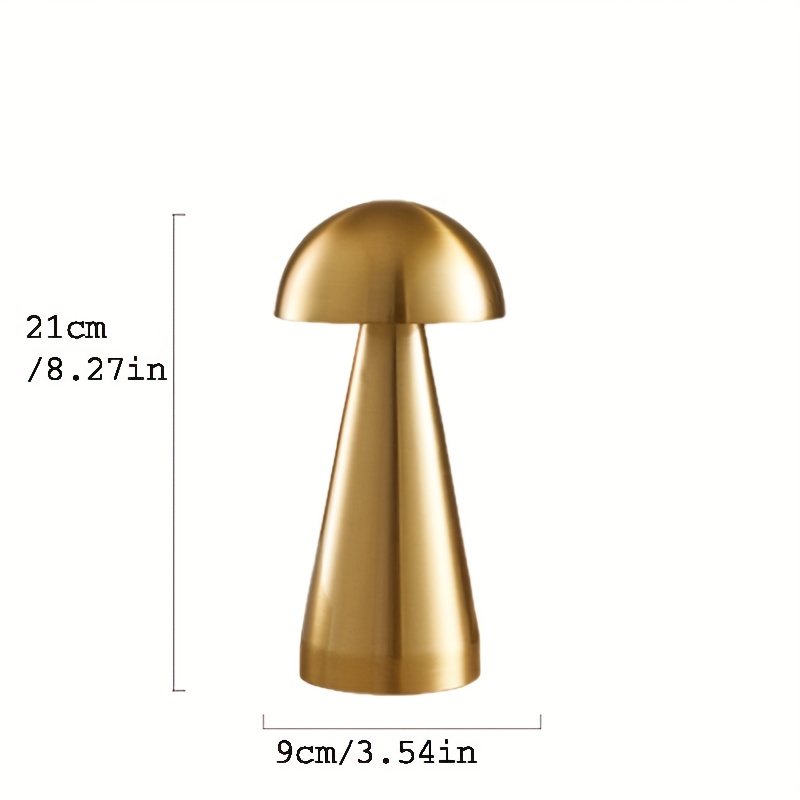 Wireless No-Drill Creative Metal Design Table Lamp, Cone Base Small Mushroom Bedroom Bedside Lighting Ambiance USB Night Light for Living Room Dining Bar Decor, Bedroom Bedside Lighting Ambiance, Living Room Ambiance, Modern Decor, Ambient Lighting