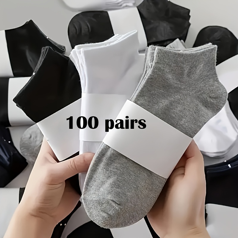 Image of 100 Pairs Lightweight Breathable Moisture-wicking Socks For - Seamless , Gym Training Casual Wear, /grey Solid Colors, Smooth Texture, Fitness Accessories, Minimalist Style, Moisturewicking Fabric